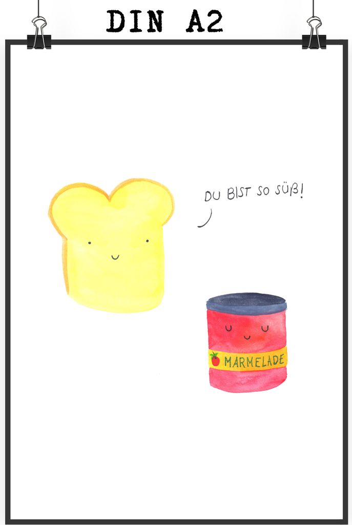 Mr. & Mrs. Panda Bild Toast Marmelade DIN A2 - Weiß - Geschenk, Lustige Sprüche, Wandbild, Brot, wandkunst, grafikposter, wanddeko, Dreamteam, To...