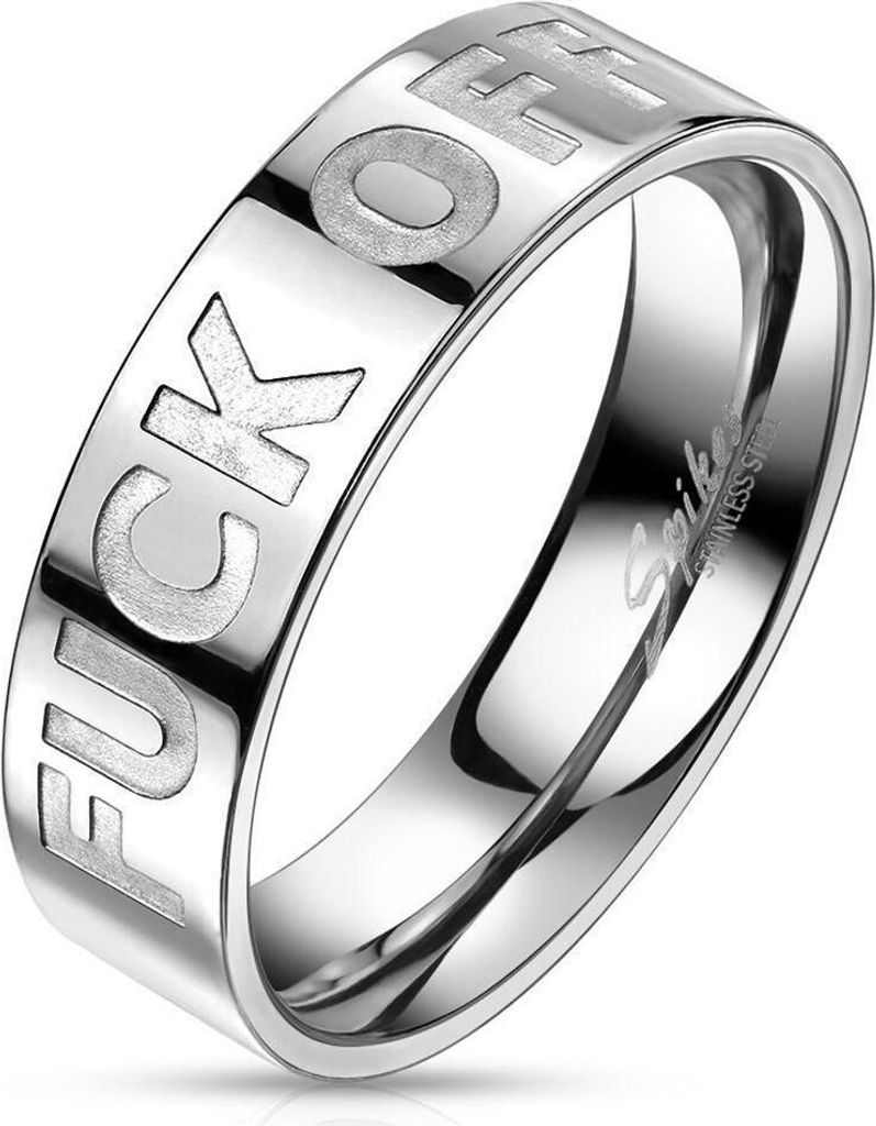 64 (20.4) Ring FUCK OFF Silber aus Edelstahl Uni