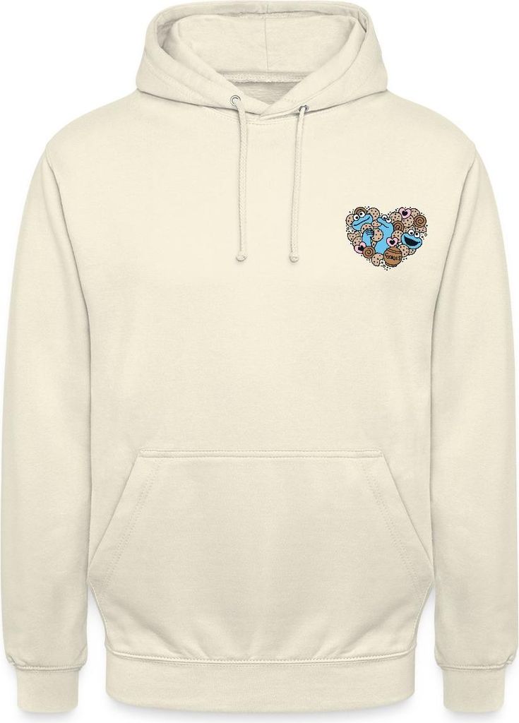Spreadshirt Sesamstraße Design Herz Mit Krümelmonster Uni Hoodie, L, Vanille-Milchshake