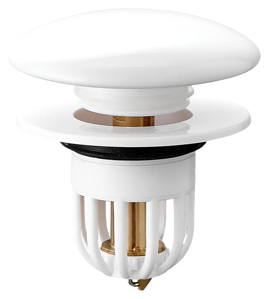 Bouchon évier pression en laiton et céramique blanche, 34-40 mm