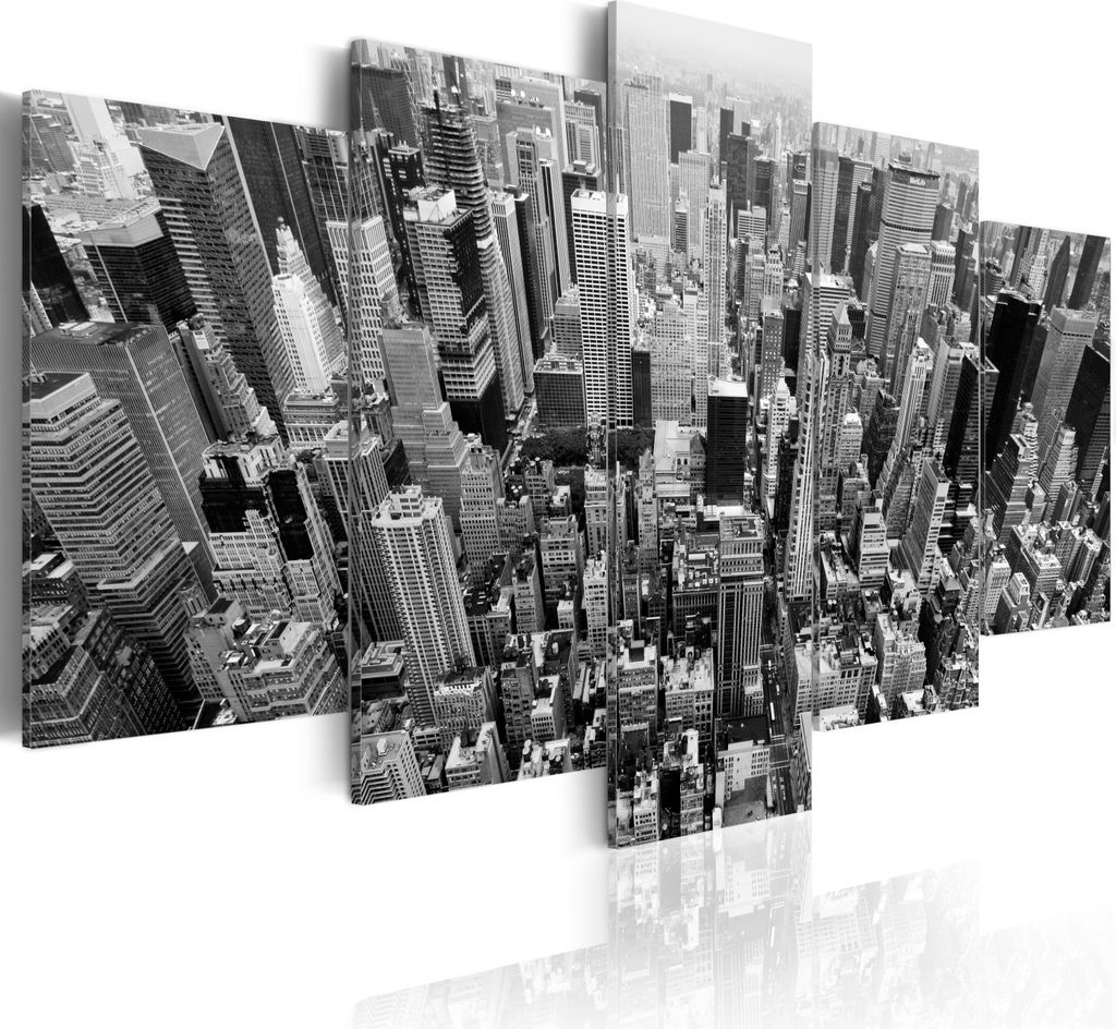 Leinwandbilder New York 200x100 cm Vlies Leinwandbild 5 tlg Kunstdruck modern Wandbilder XXL Wanddekoration Design Wand Bild - City Skyline Archite...