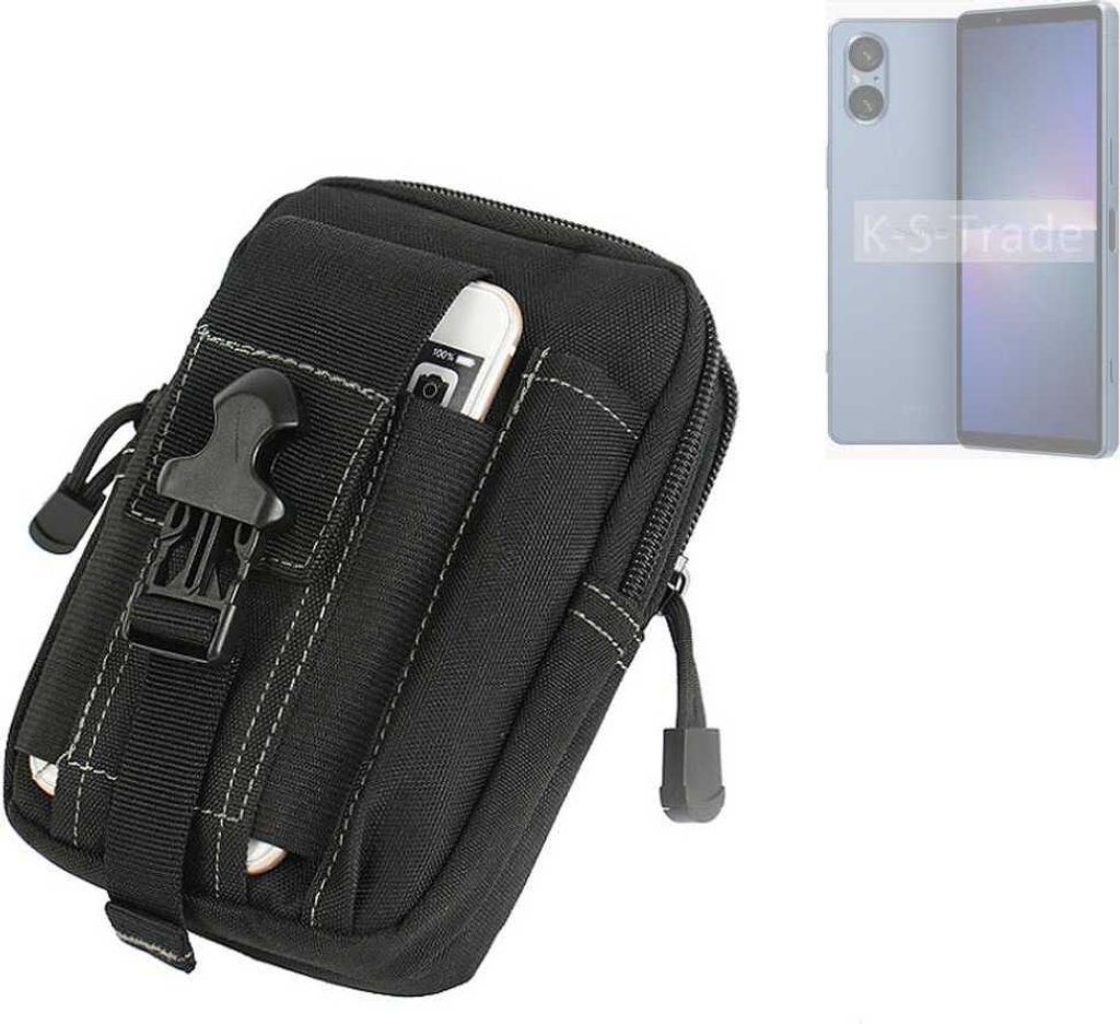 K-S-Trade Gürtel Tasche kompatibel mit Sony Xperia 5 V Gürteltasche Holster Schutz Hülle Handy Hülle Smartphone outdoor Handy-Hülle schwarz