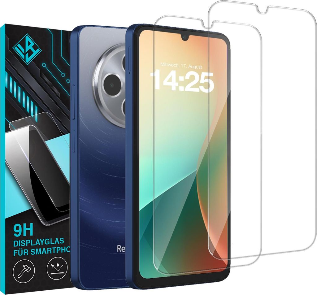 2x 9H Schutzglas Displayschutzfolie für Xiaomi Redmi 14C Produktbild 