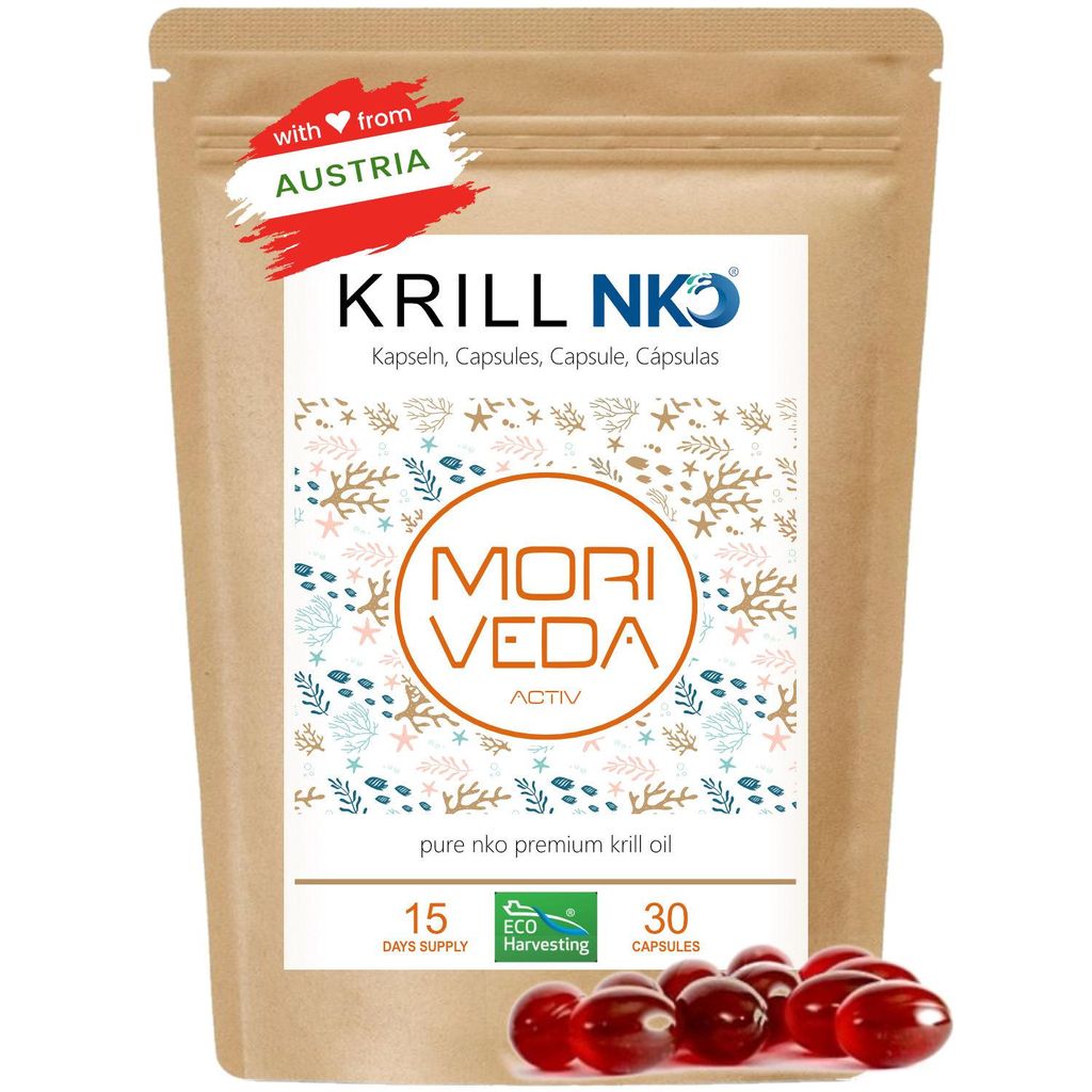 NKO Krillöl Softgel I hochwertiges Omega 3, 6, 9, Astaxanthin, Vitamin E, Choline & Phospholipide I 30 Stück