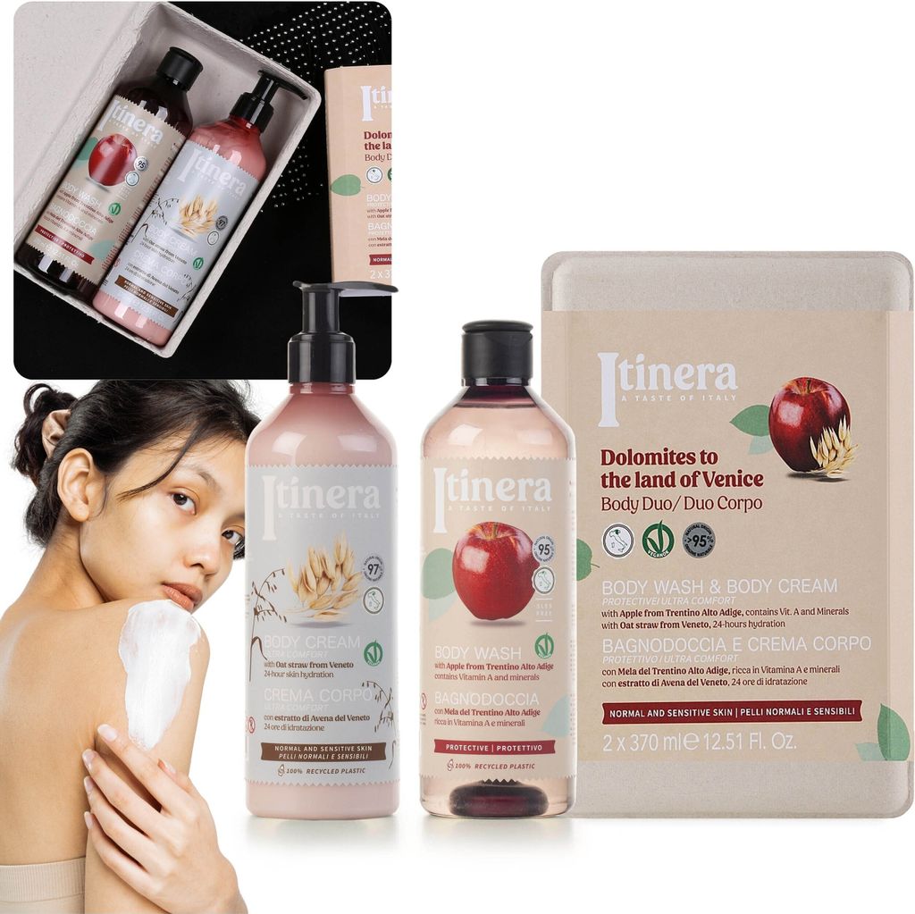 ITINERA Geschenkset: schützendes Duschgel + Körperlotion mit Hafer aus Venetien 2x370ml