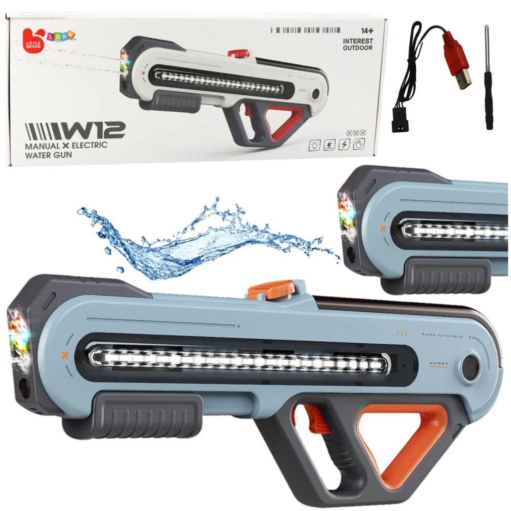 Pistolet à eau électrique automatique W12 gris 60cm avec LED