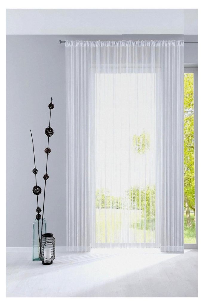 Fadengardine, HxB 250x300 cm, Weiß Polyester mit Tunneldurchzug und eingenähtem Kräuselband