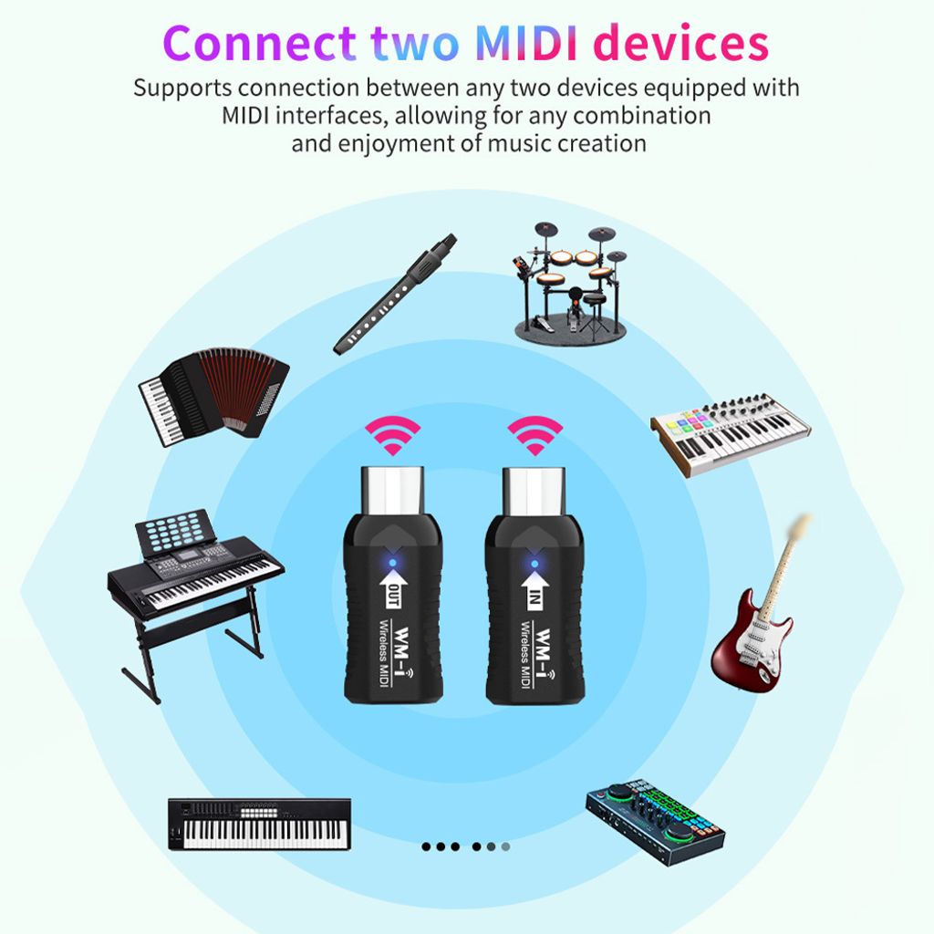 Adattatore MIDI Wireless 2,4 GHz, Ricaricabile, Con Bassa Latenza Raggio Di 10 M~p187860936 Adattatore MIDI Wireless 2,4 GHz, Ricaricabile, Con Bassa Latenza Raggio Di 10 M~p187860936