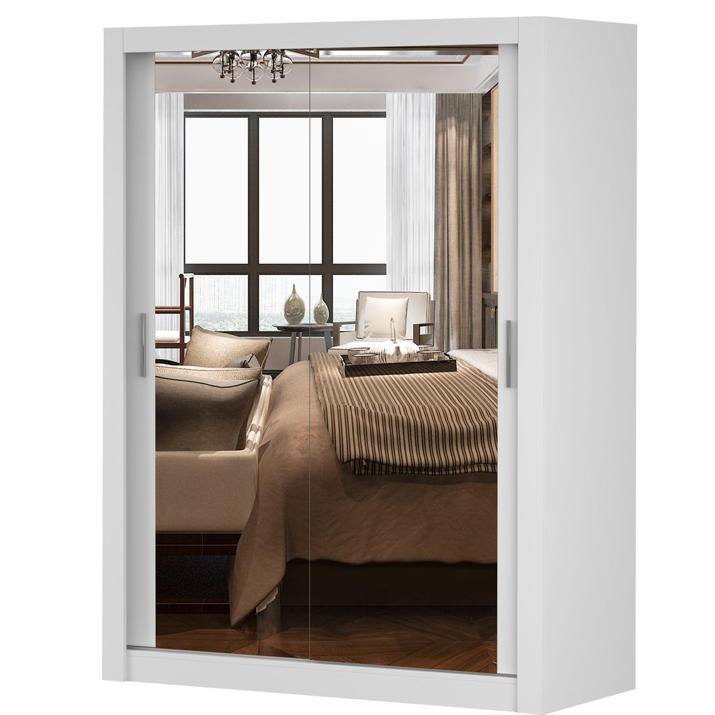 Armoire à portes coulissantes Armoire 150cm blanc/blanc Image du produit 