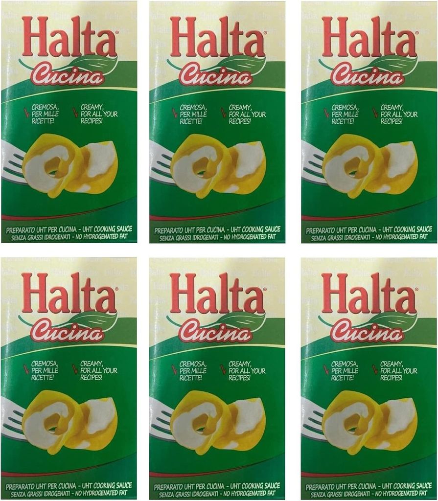 6x Halta Cucina Preparato Alimentare UHT per Cucina Cremige Zubereitung UHT für die Küche Ideal für Pasta, Saucen, Pizza Kochsahne Sahne 1000ml