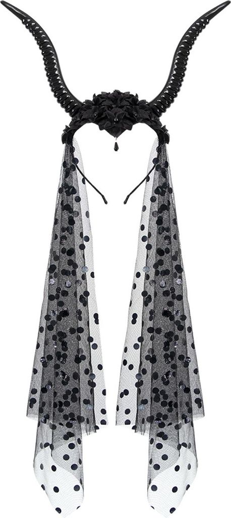 Halloween Gothic Schwarzes Antilopenhörner-Stirnband Dunkle Teufelsschafhörner Hexenkostüm-Zubehör mit Netz für Halloween Cosplay Renaissance ...