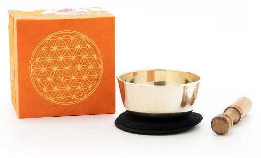Klangschalen-Set mit Gravur Blume des Lebens Größe M Produktbild 