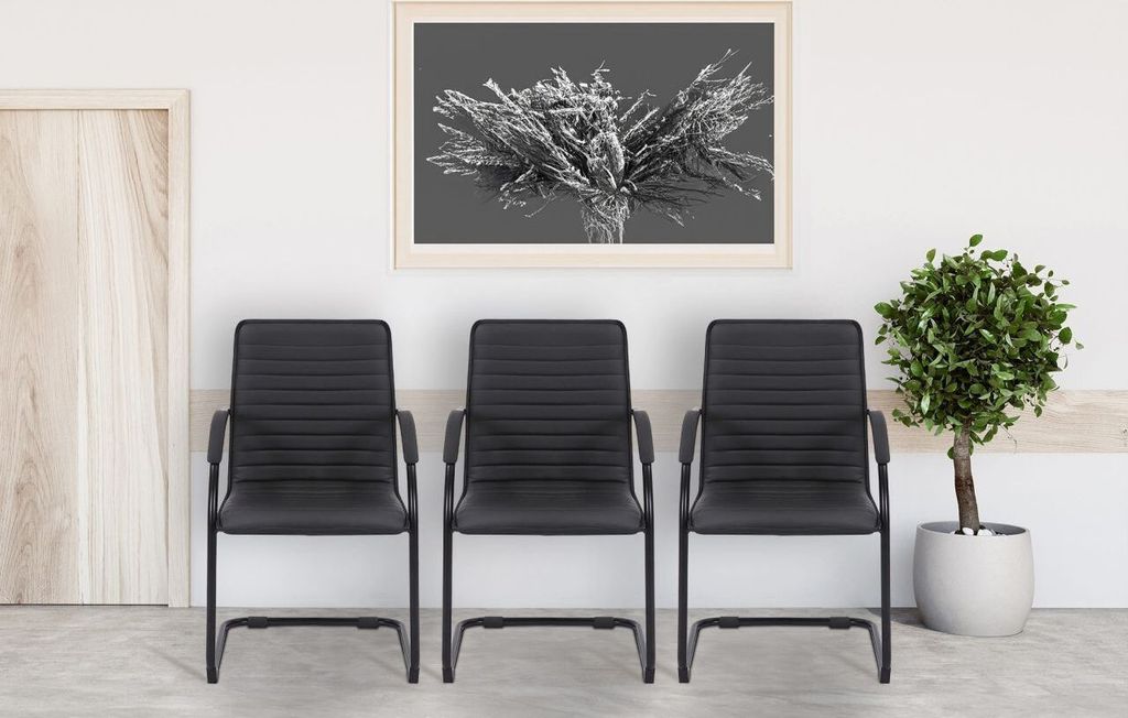 Besucherstuhl Tira Kunstleder schwarz/schwarz