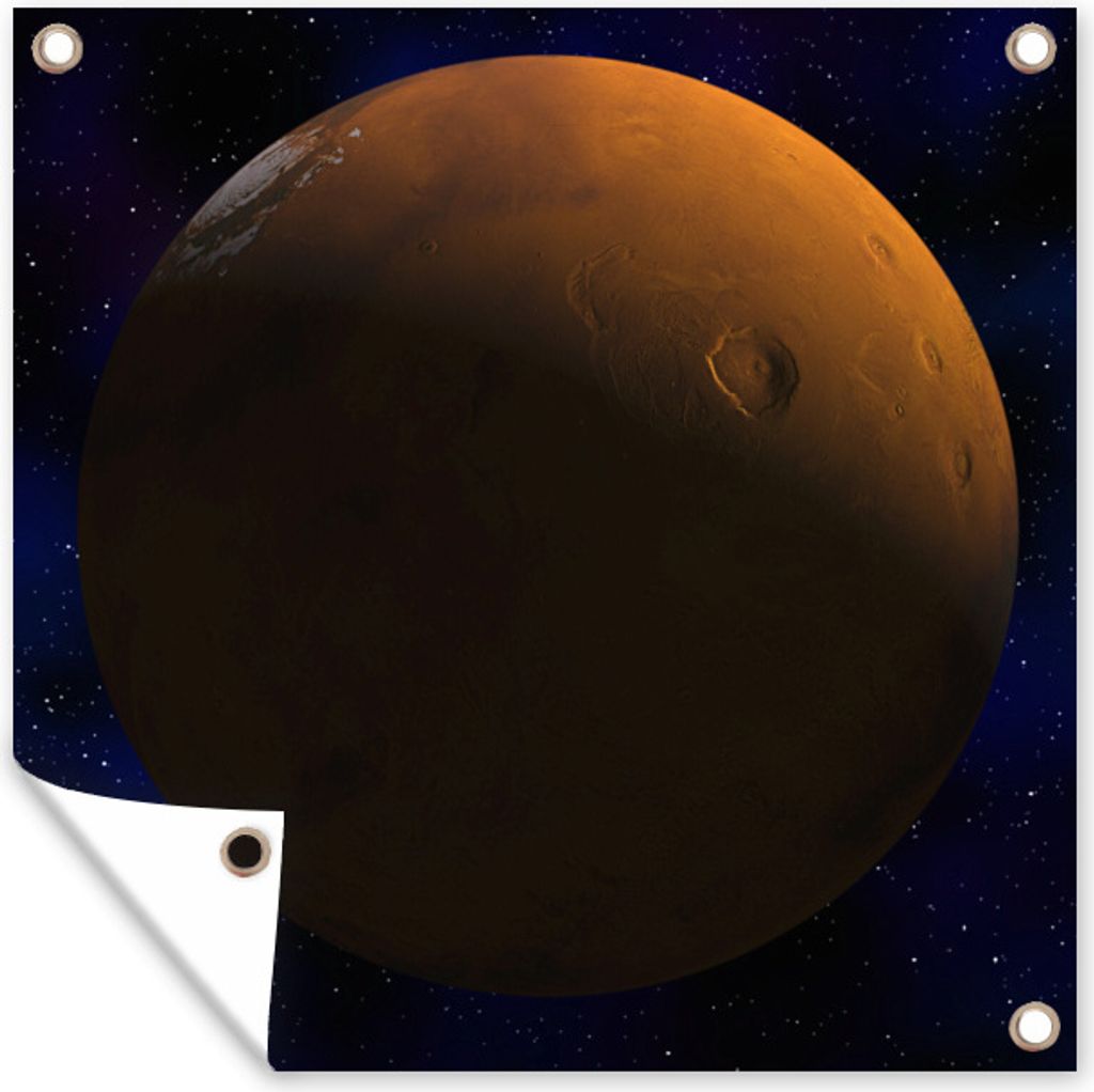 MuchoWow 50x50 cm Outdoor-Poster Gartendeko Sichtschutz Garten Poster für den Garten Mars vor einem dunklen Hintergrund