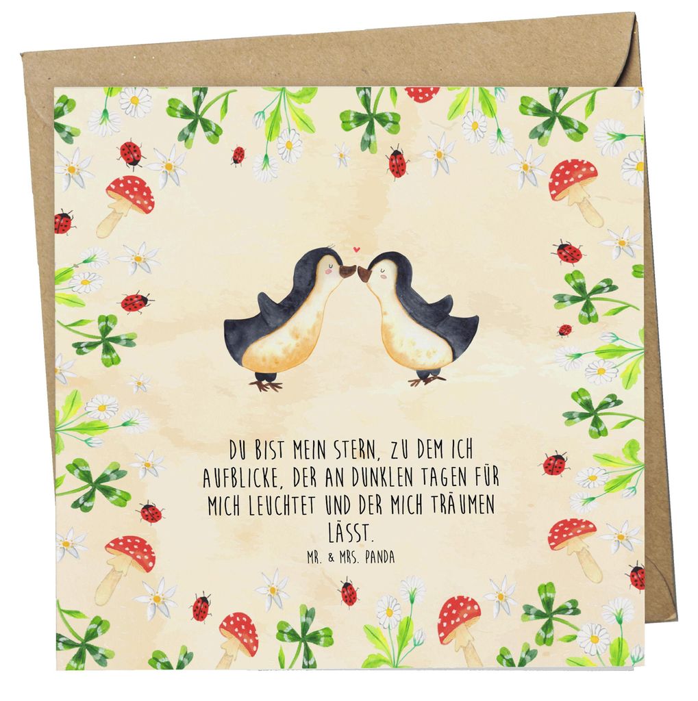 Mr. & Mrs. Panda Klappkarte Pinguin Liebe - Naturpapier - Geschenk, Freundin, faltkarte, Liebesspruch, Hochzeit, Vertraut, Love, doppelkarte, Gruß...