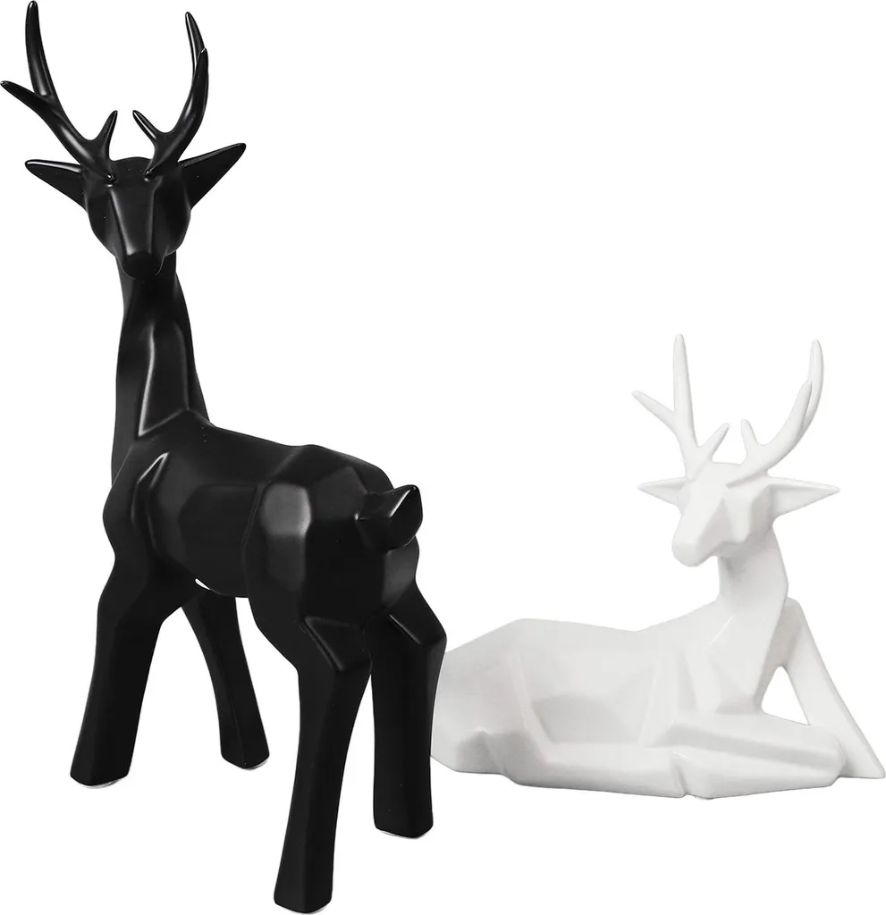 Décoration Table Noël : Duo de Rennes Géométriques pour Bureau et Maison