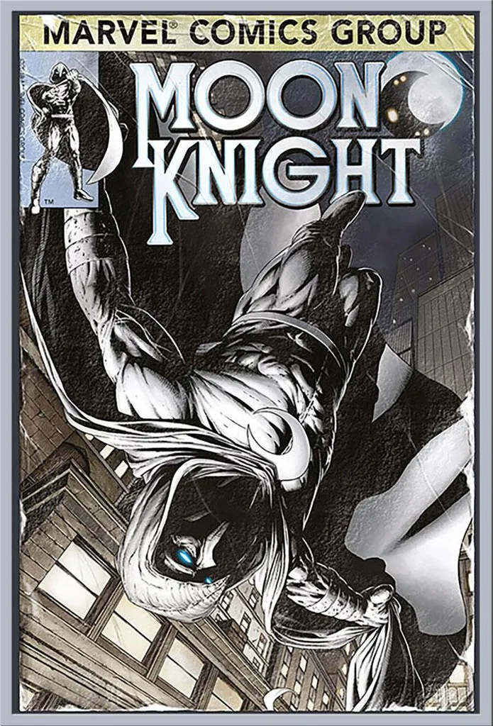 Affiche Moon Knight sans plis : Cadre Argenté Shinsuke et Acrylique