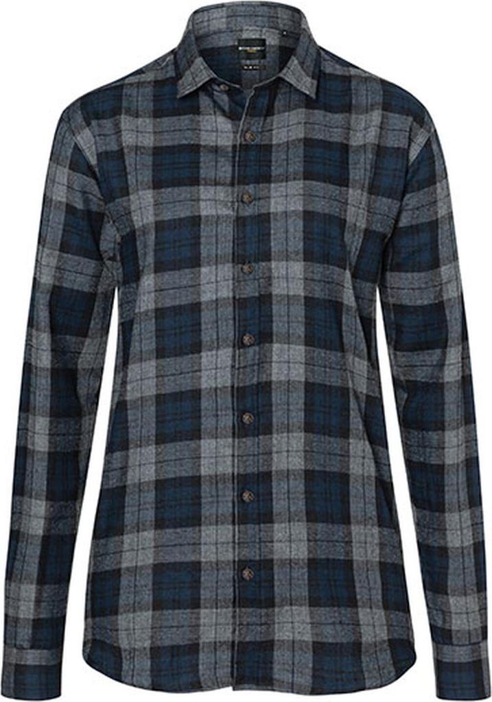 KARLOWSKY Damen Flanellbluse URBAN-STYLE Langarm Marine kariert 2XL