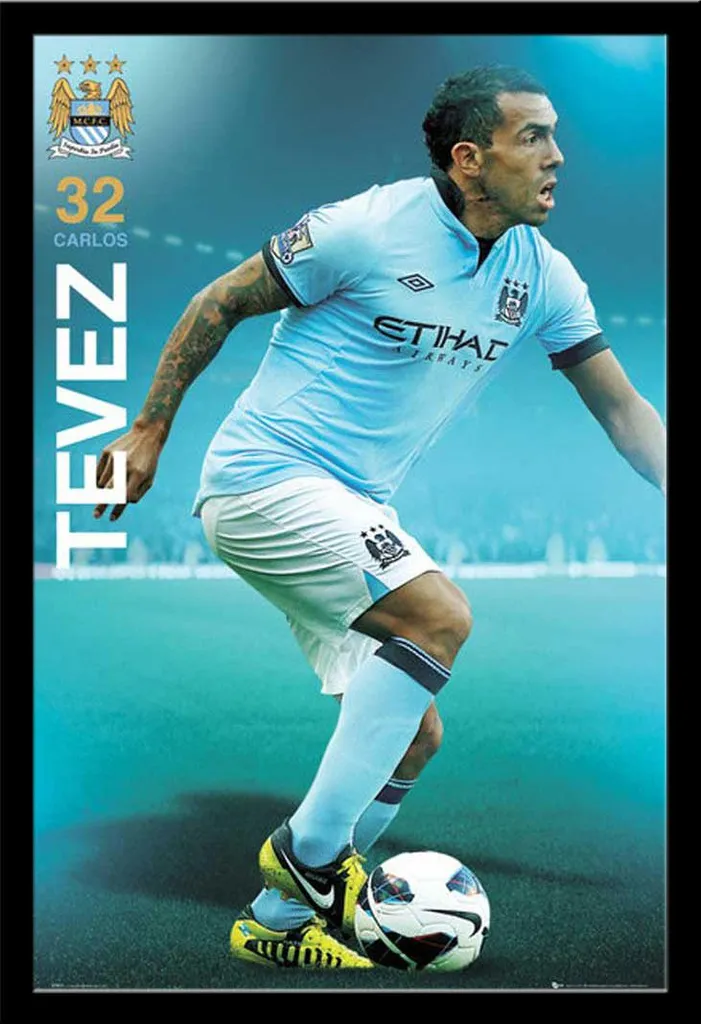 Affiche encadrée Manchester City Tevez 12/13 Cadre MDF Noir Shinsuke