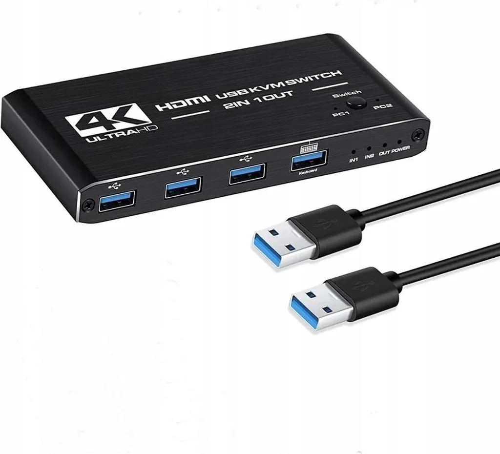 KVM Switch HDMI 2.0 pour Télétravail : 2 PC sur 1 Écran 4K avec USB 3.0 - 7