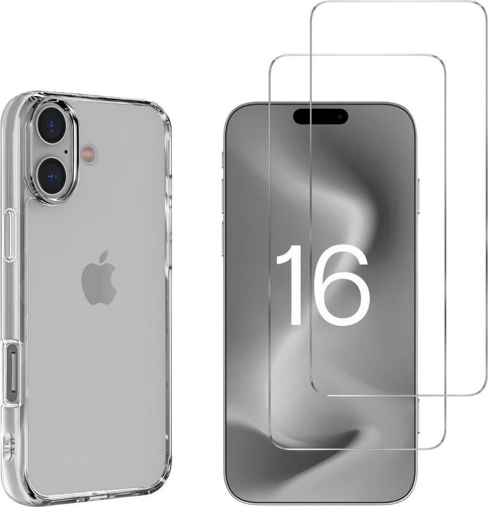 Étui pour iPhone 16 avec 2 protections d'écran en verre Image du produit 