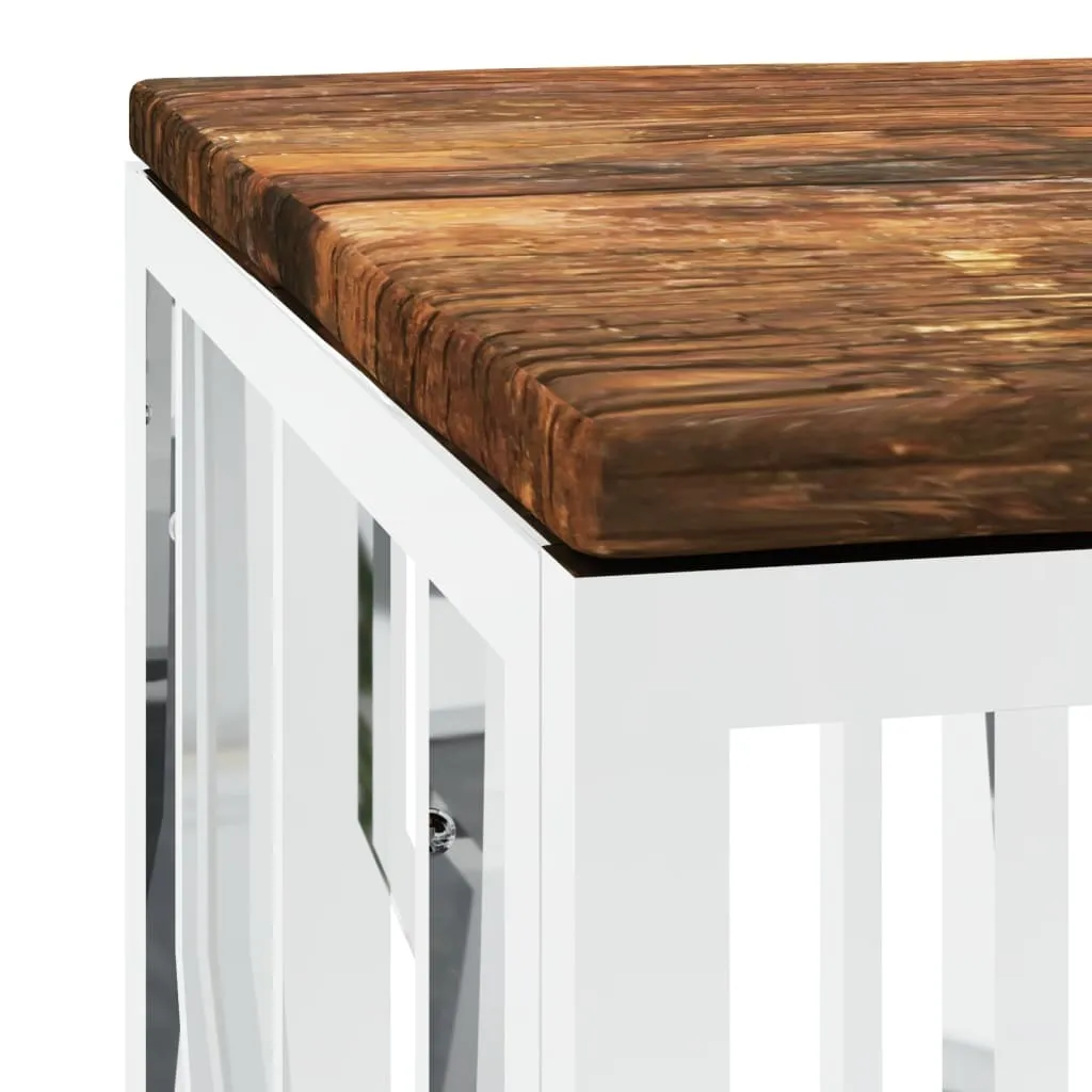 Table Basse Rectangulaire Bois Massif et Structure Acier Inoxydable 100cm - 5