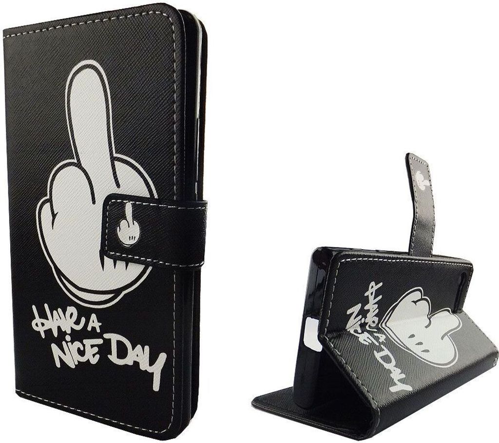 Handyhülle Tasche für Handy Sony Xperia X Compact Have A Nice Day Schwarz