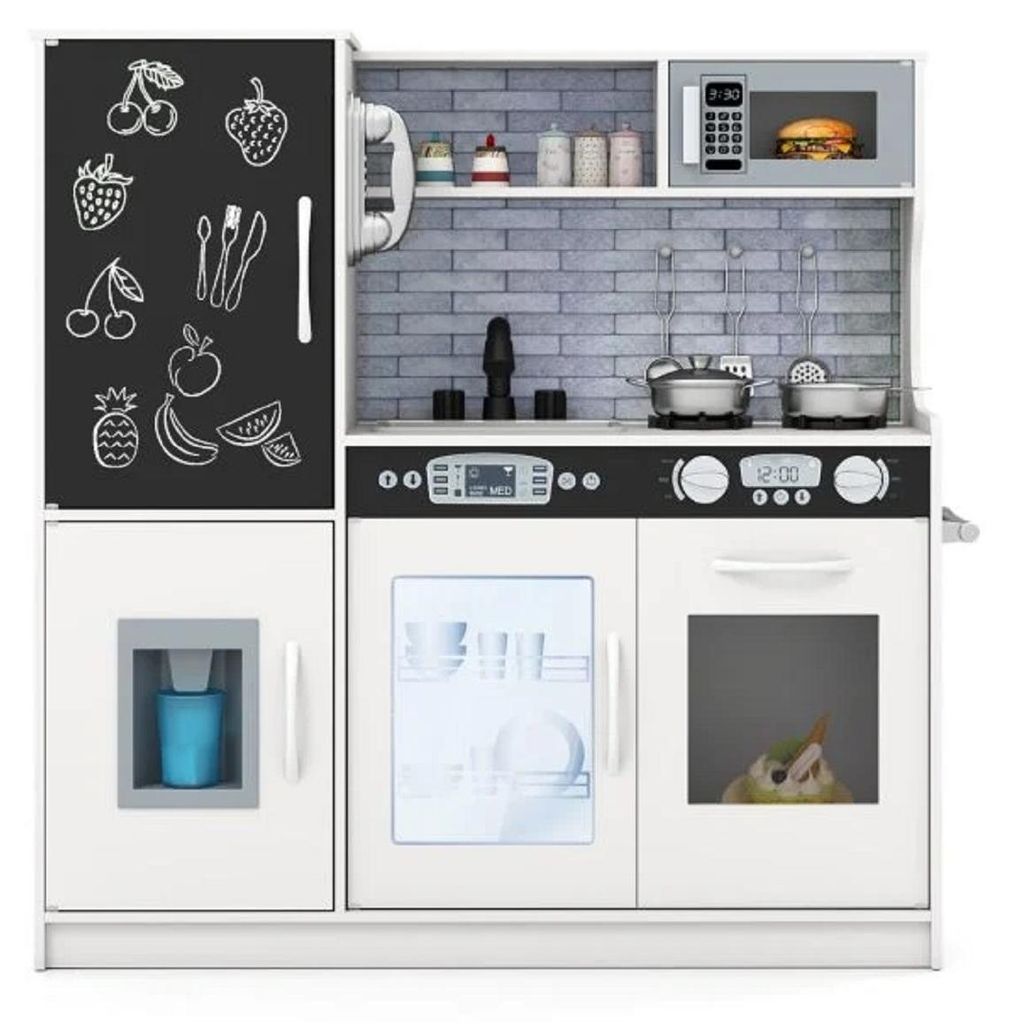 Set da cucina giocattolo per bambini con lavagna, 82x24x80 Immagine del prodotto 