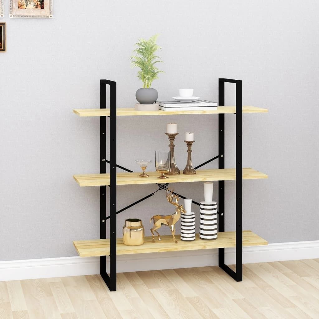 vidaXL Bücherregal 3 Böden 100x30x105 cm Massivholz Kiefer Produktbild 