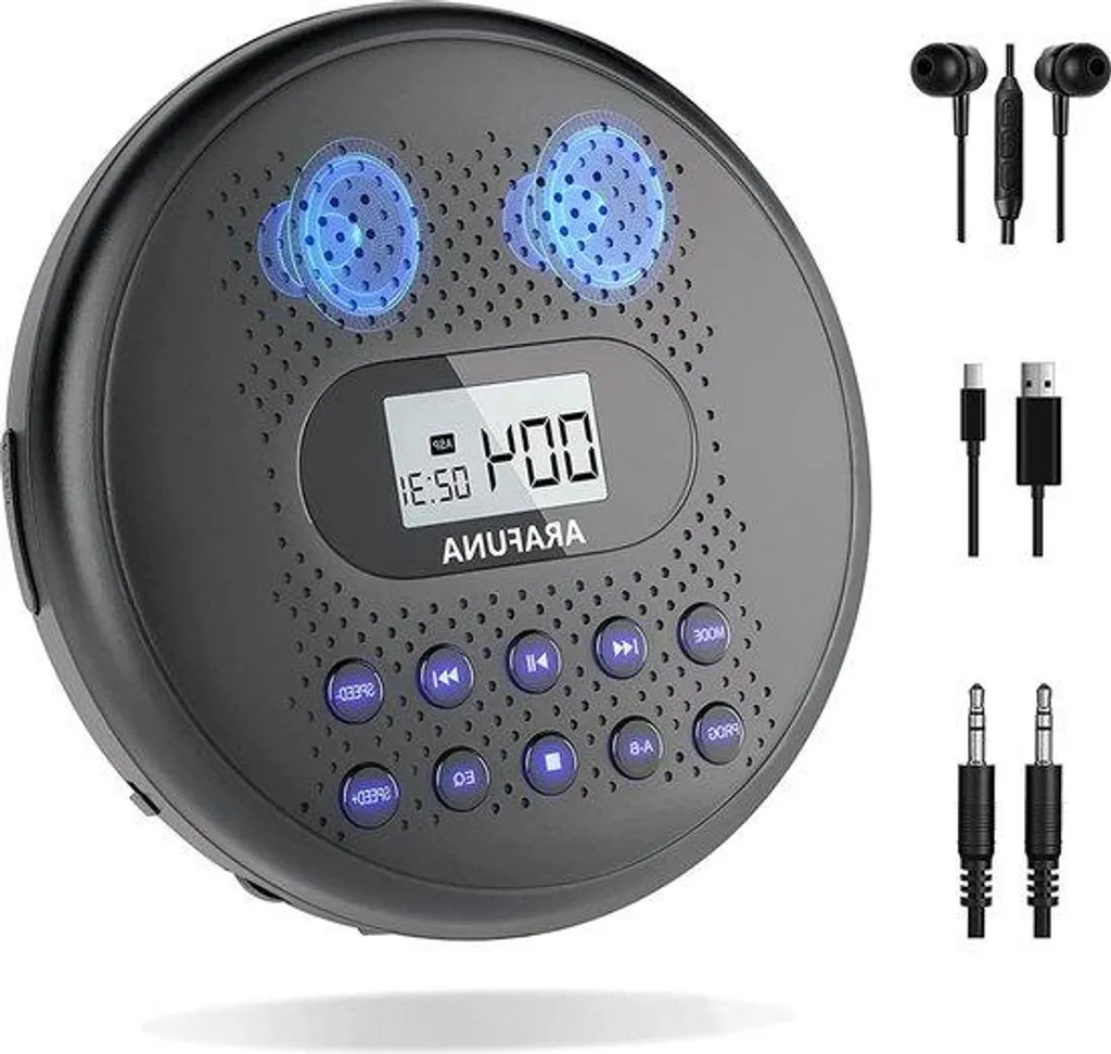 Radio CD Portable avec Haut-parleur et Revêtement Antidérapant - RCD-200
