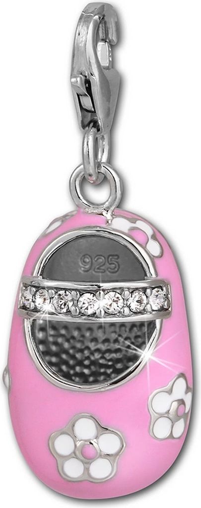 SilberDream 925er Charm Mädchenschuh Blume Silber Anhänger pink Zirkonia D2FC853P