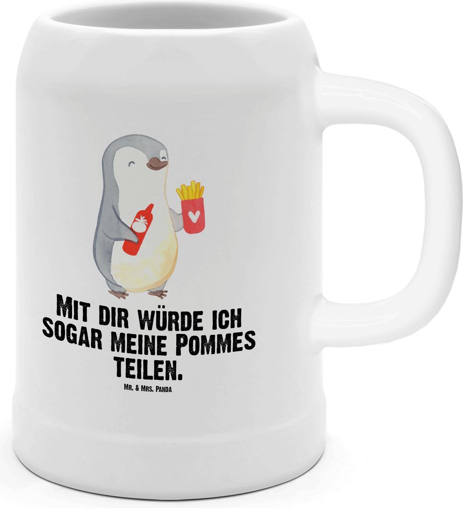 Mr. & Mrs. Panda Krug Pinguin Pommes - Weiß - Geschenk, Hochzeitstag, Bierbecher, Freund, Steinkrug, Seidel, Humpen, für Frauen, Partner, Valenti...