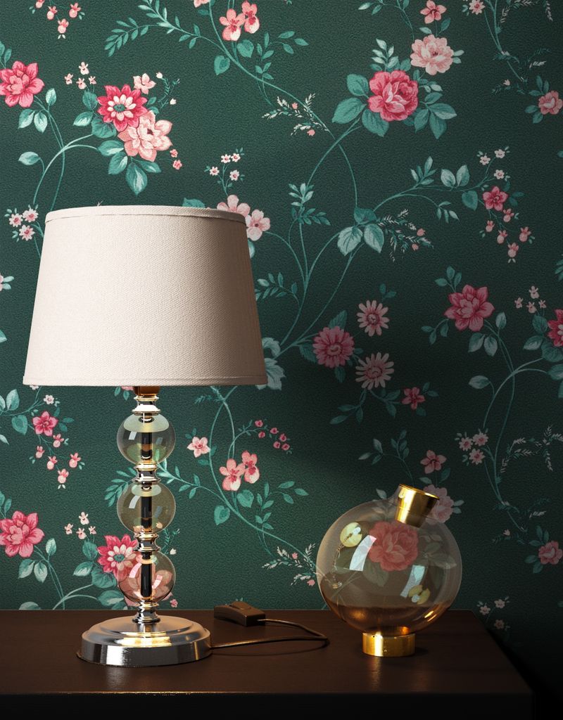 NEWROOM Tapete Grün Vliestapete Blumen - Blumentapete Produktbild 