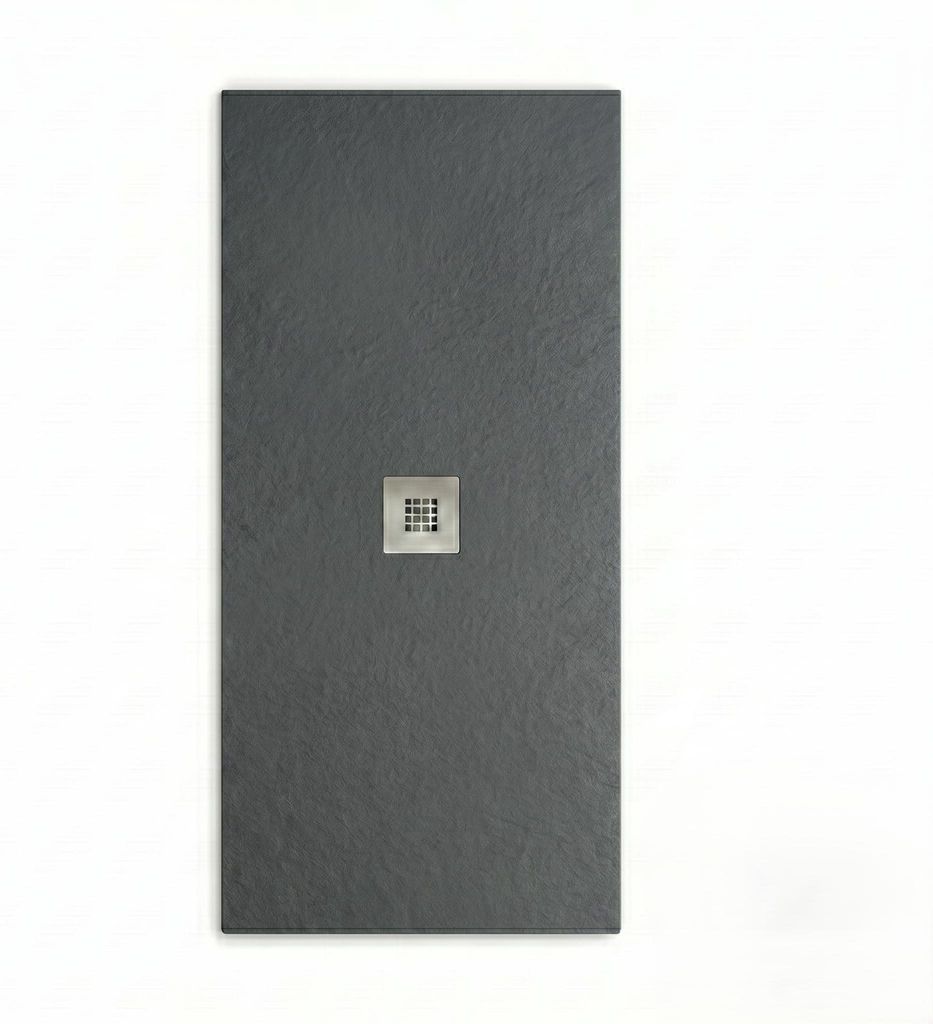 Mineralguss-Duschwanne extra flach WATERLOO Schieferoptik ANTHRAZIT Anthrazit RAL 7016 120x170cm