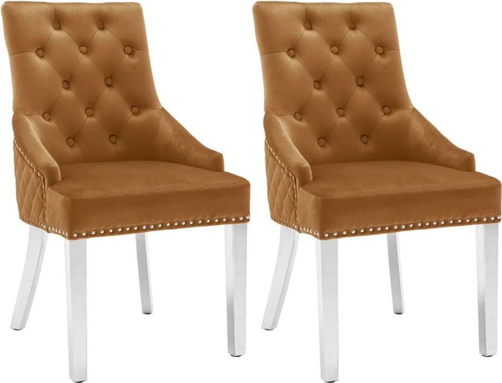 SYFAX™ sedie per sala da pranzo 2 pezzi. Velluto marrone Immagine del prodotto 