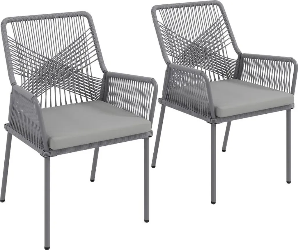 Fauteuil de Balcon en Rotin pour Repas Extérieur - Set de 2 Gris Foncé