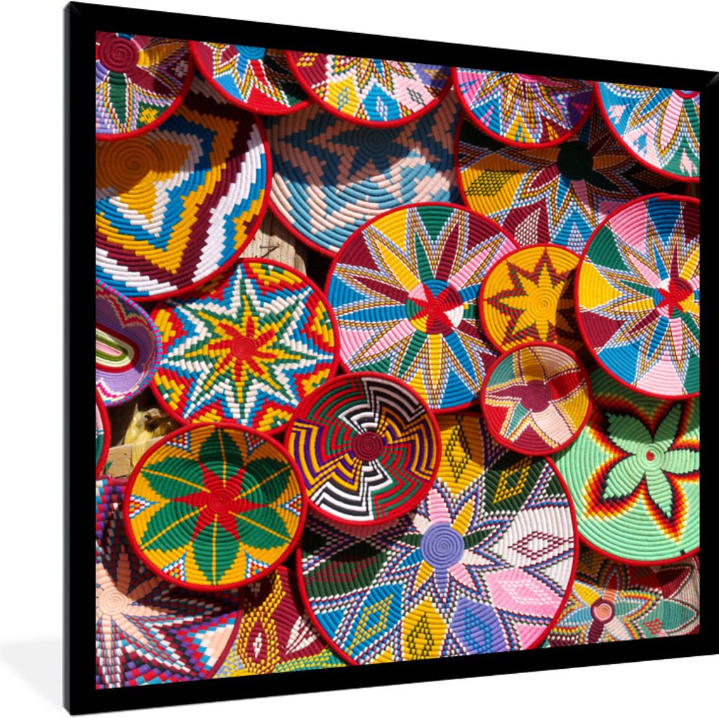 MuchoWow Gerahmtes Poster Kreis - Muster - Farben 40x40 cm - Poster mit Schwarzem Bilderrahmen Wandposter Rahmen Foto Bilder - Mit Rahmen - Wandd...