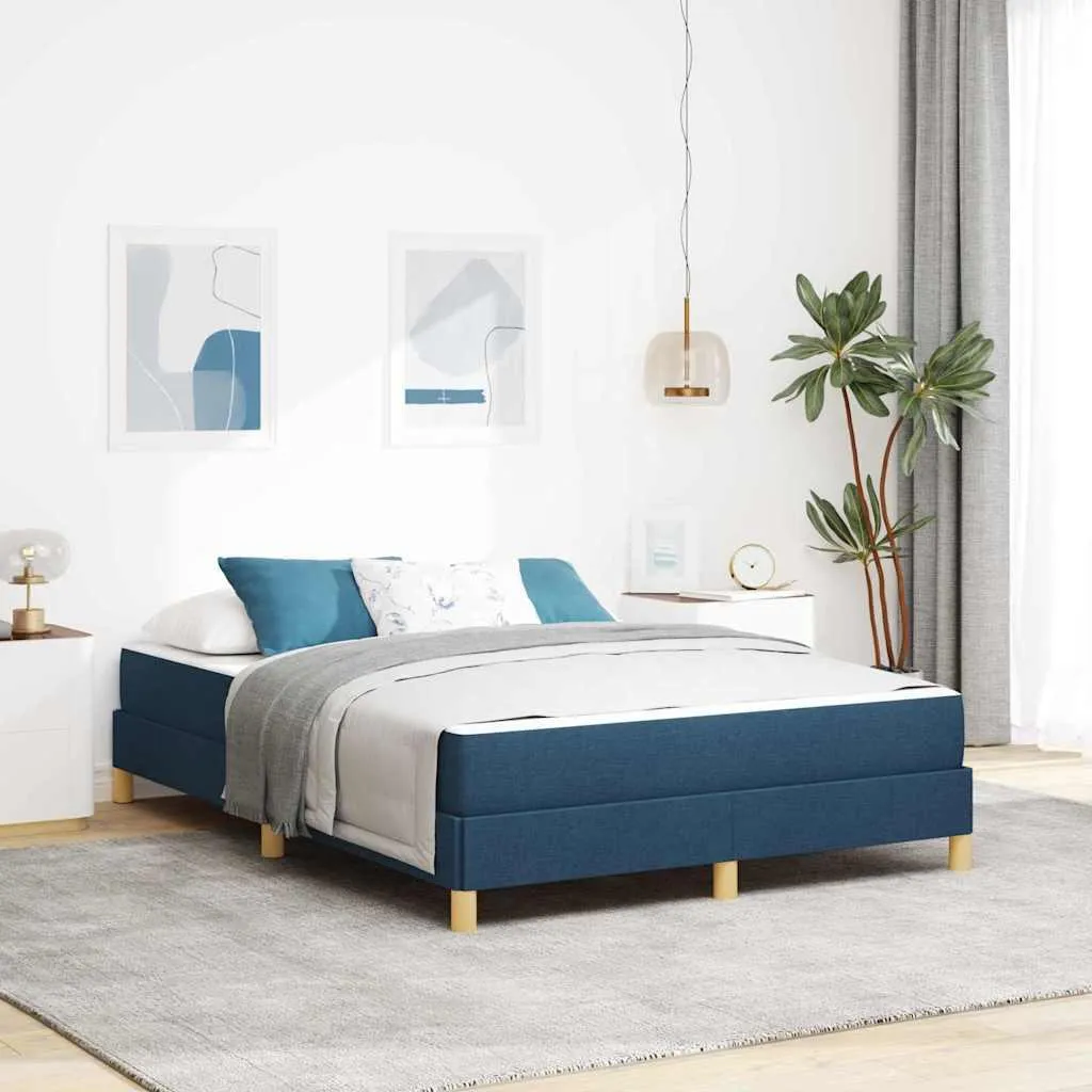 Lit Boxspring 140 x 190 cm matelas Bleu pour un sommeil de luxe tissu