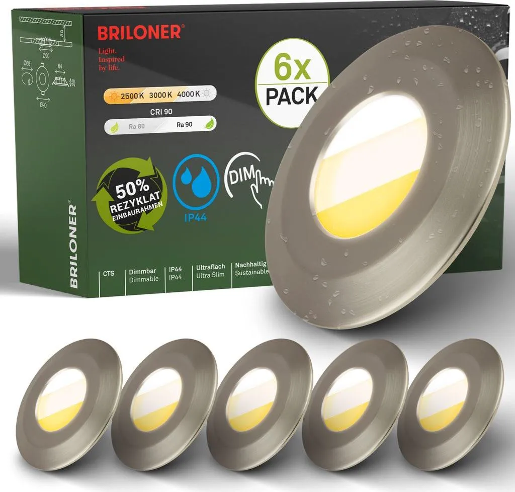 Offerta Set 6 Faretti LED Bagno Dimmerabili - Luce Ra90 IP44 Garantita