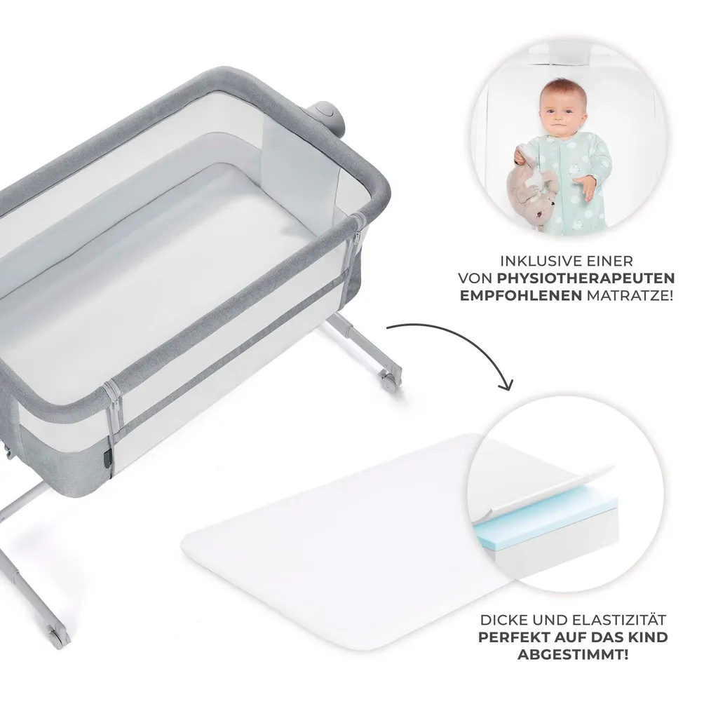 Berceau Cododo Neste Up2 Kinderkraft : Lit d'Appoint Bébé Gris Clair