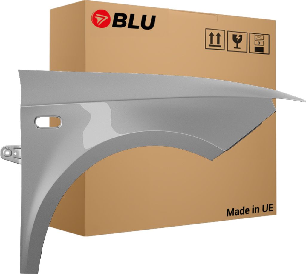 BLU Kotflügel Passend für Seat Ibiza (6J - IV 4. Generation) LS7Y Rechts Silber Grau Luna | 2008-2017 | Vorderseite Vorne | Lackiert | Einbaufertig