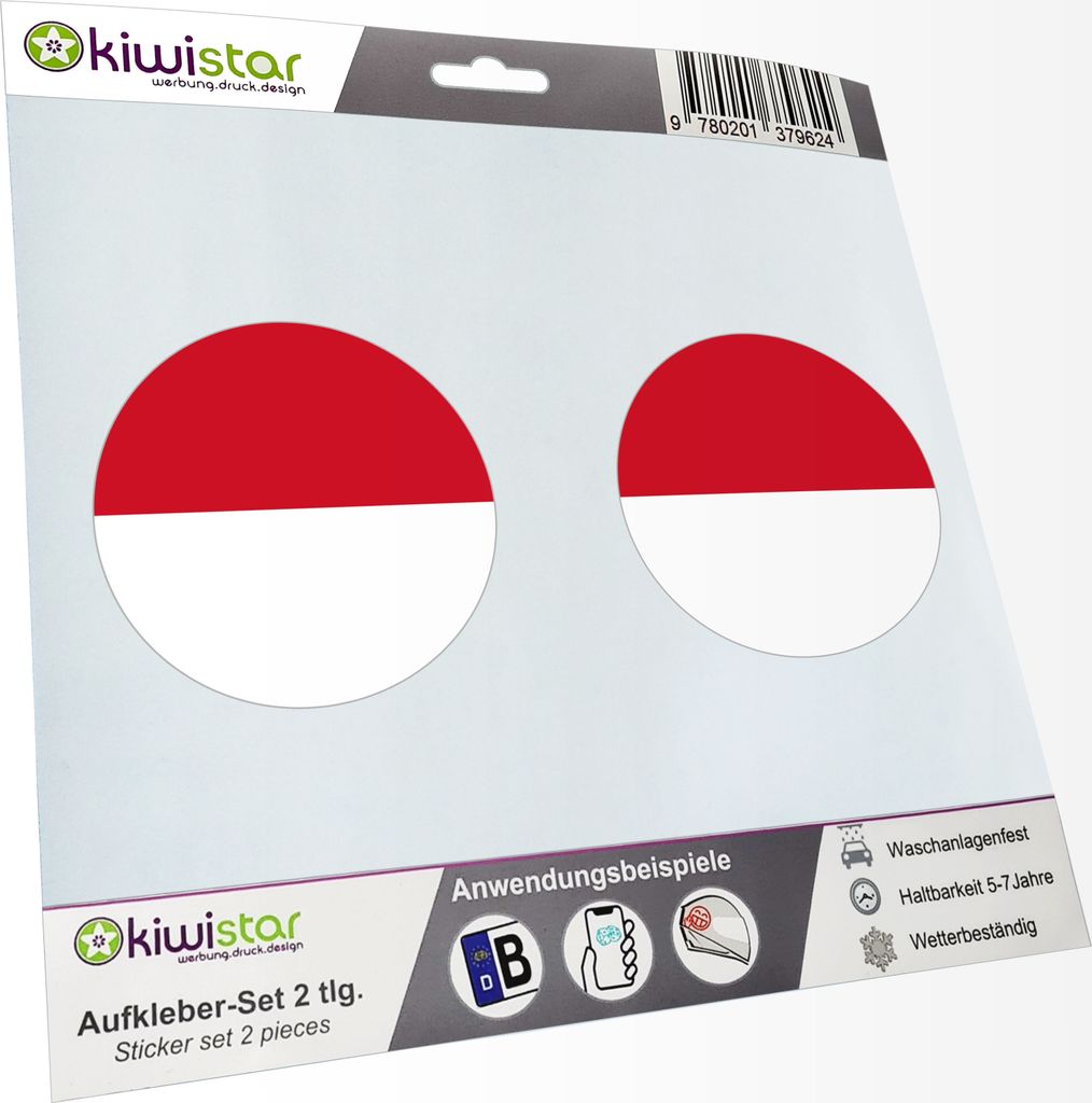 KIWISTAR - 2X Kennzeichenaufkleber - Monaco - Kennzeichen Aufkleber Sticker Nummernschild Land Country Nation