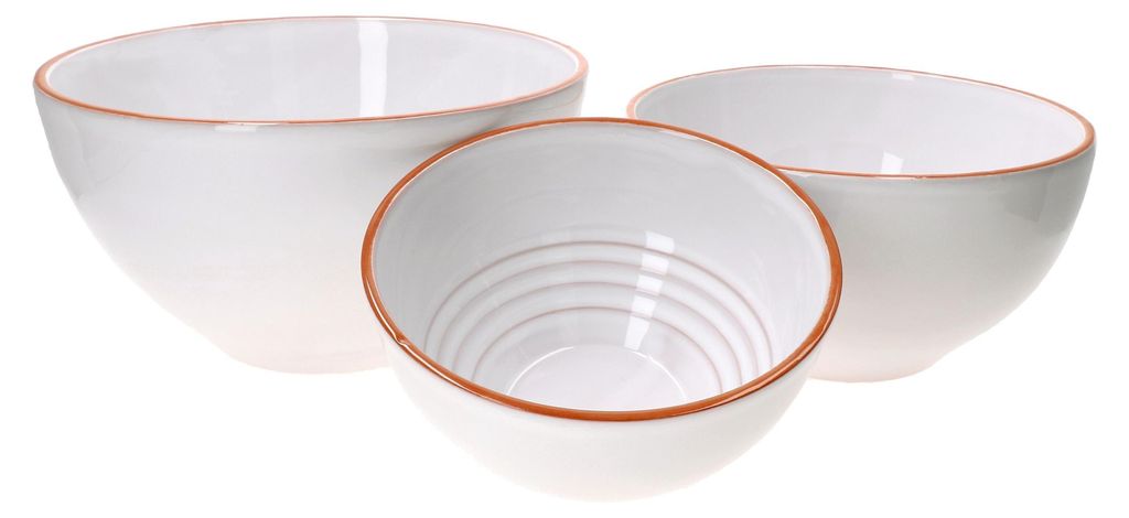 3er Set Salatschüssel Wolle Ø 17,5cm + 20,5cm + 24cm weiß Produktbild 
