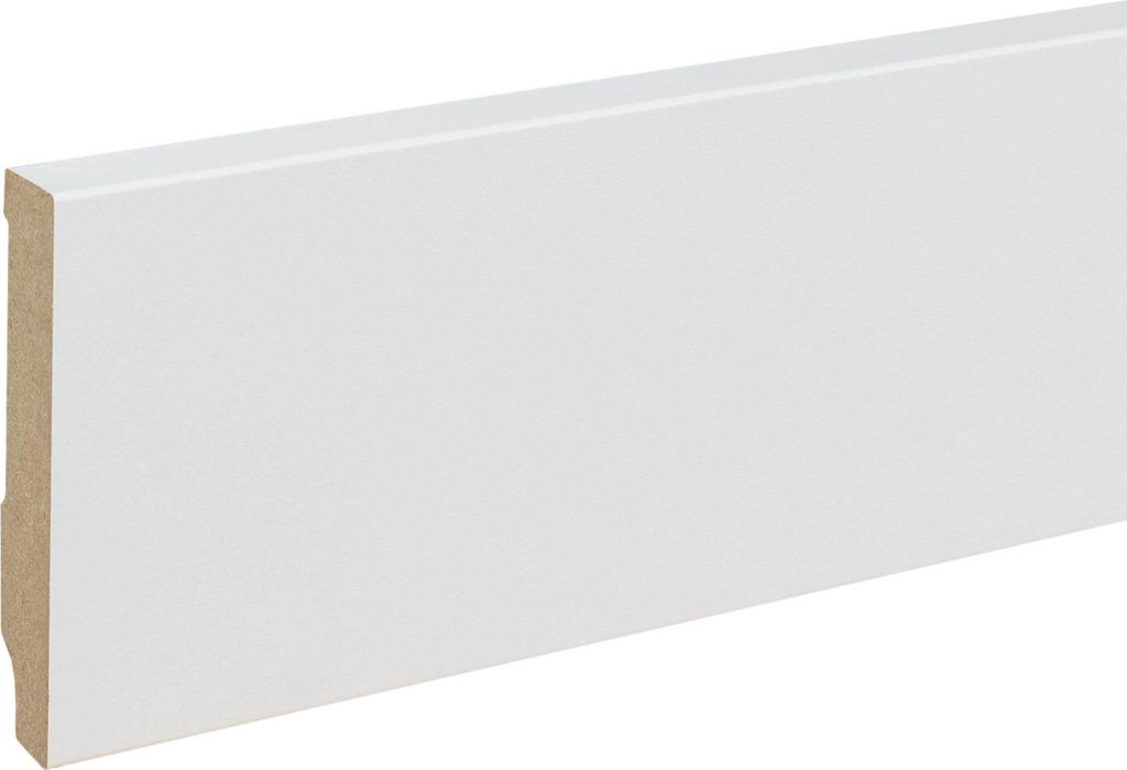 Sockelleiste MDF 13 x 80 x 2400 mm Weiß zum Kleben, Clipsen, Schrauben & Nageln MDF-Kern foliert Fußleiste by PROVISTON 12 Meter | 5 Stück