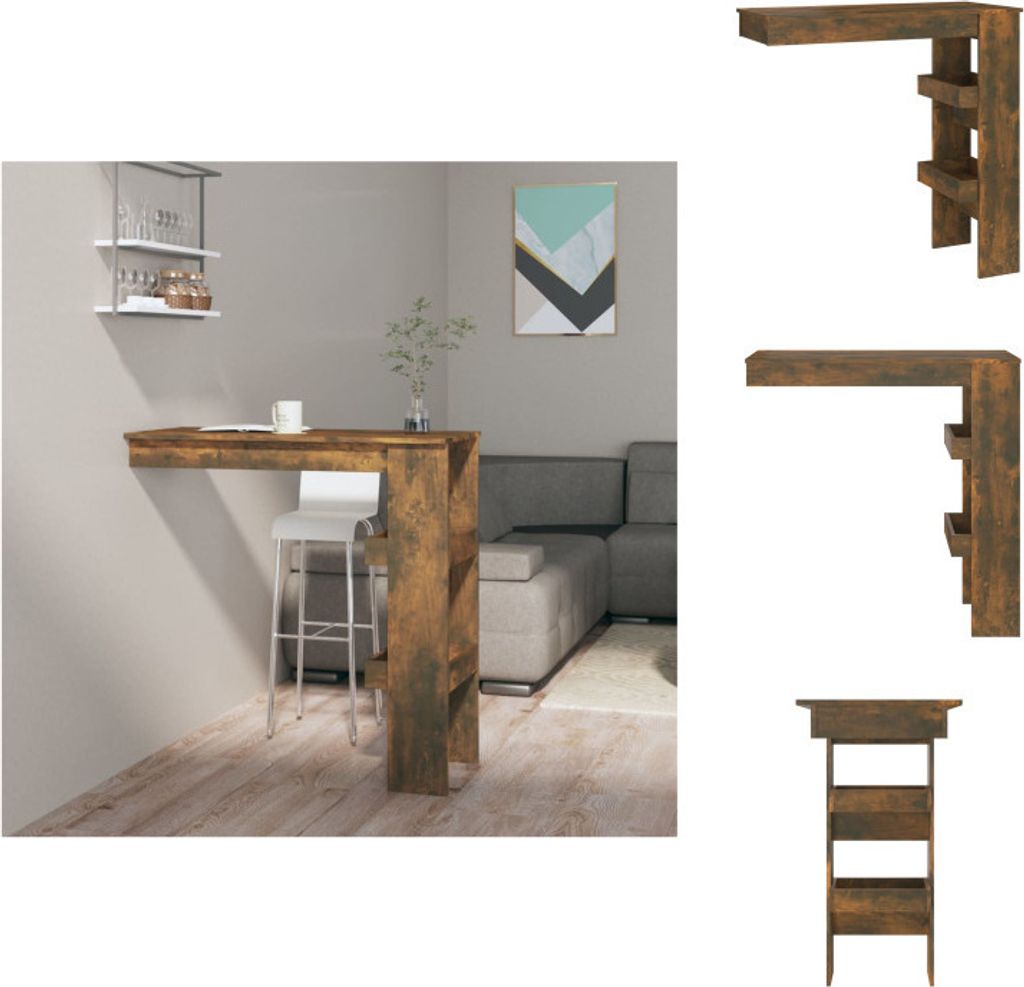 vidaXL Wand-Bartisch Räuchereiche 102x45x103,5 cm Holzwerkstoff - Esstische