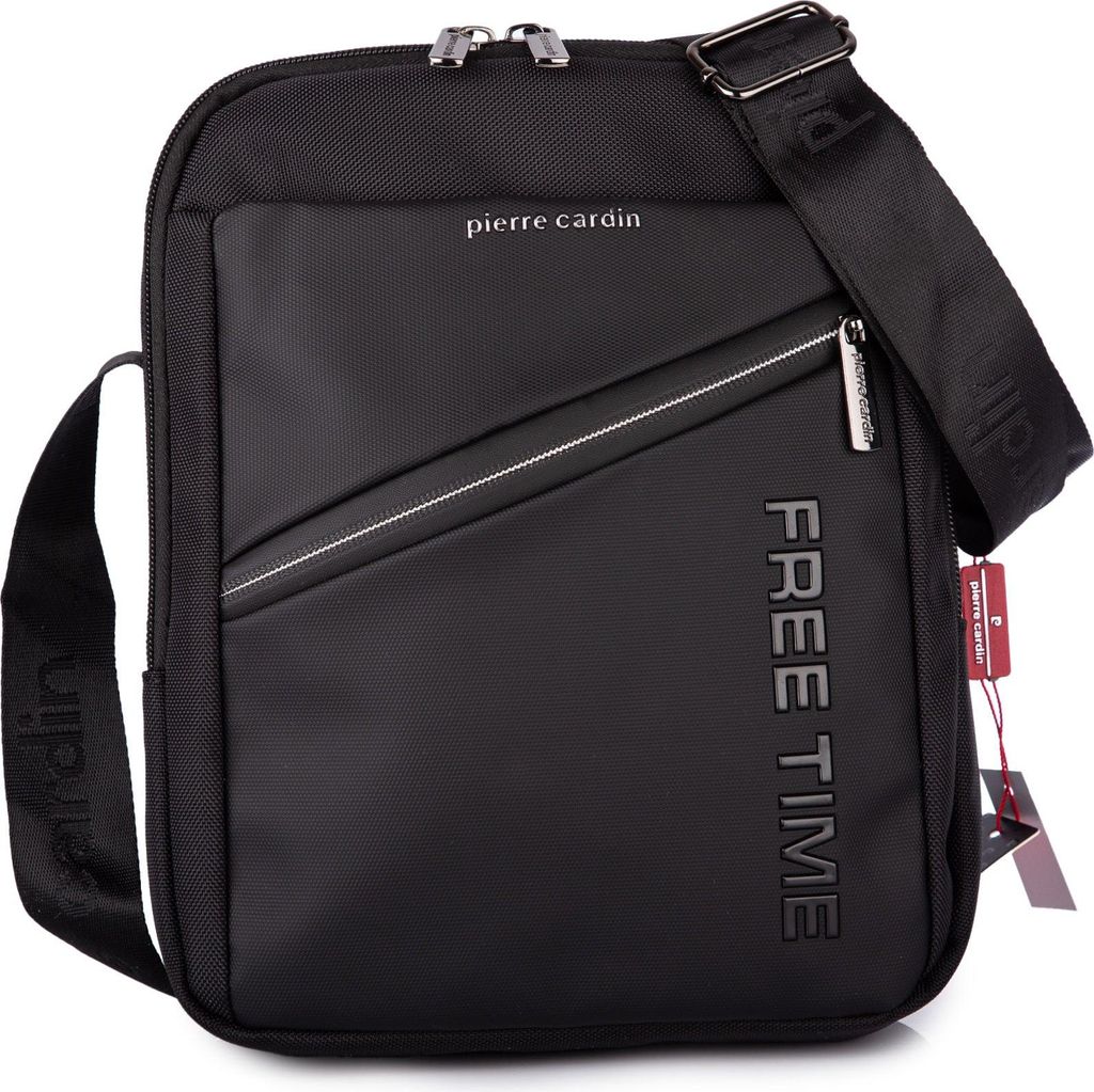 Pierre Cardin Herren Umhängetasche Reißverschluss Tabletfach 10,9 Zoll Diebstahlschutz Wasserabweisend Schwarz