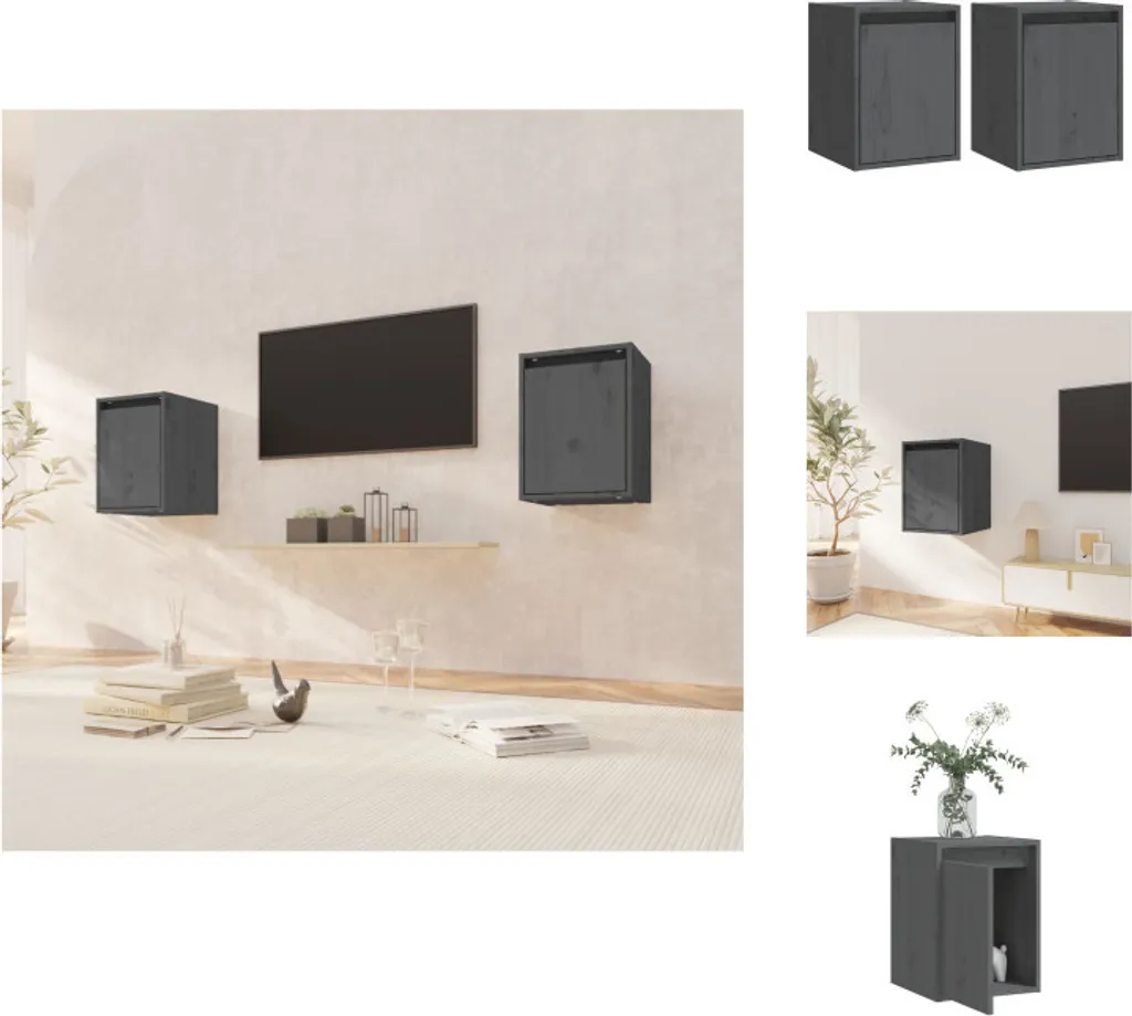 Coppia Armadi a Muro vidaXL Grigio Pino Massiccio 30x30x40 cm - Trendy