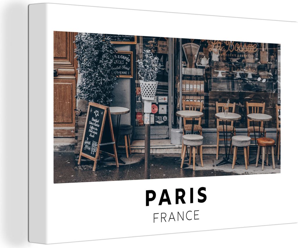 OneMillionCanvasses - Leinwandbilder - 150x100 cm, Paris - Frankreich - Cafe, Wandbilder Kunstdruck Wanddekoration - Foto auf Leinwand - Gemälde...