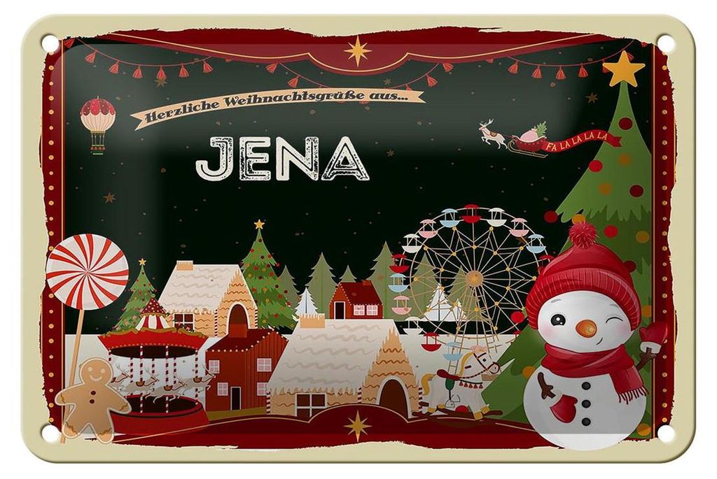 Blechschild Weihnachten Grüße JENA Geschenk FEST Dekoration Produktbild 