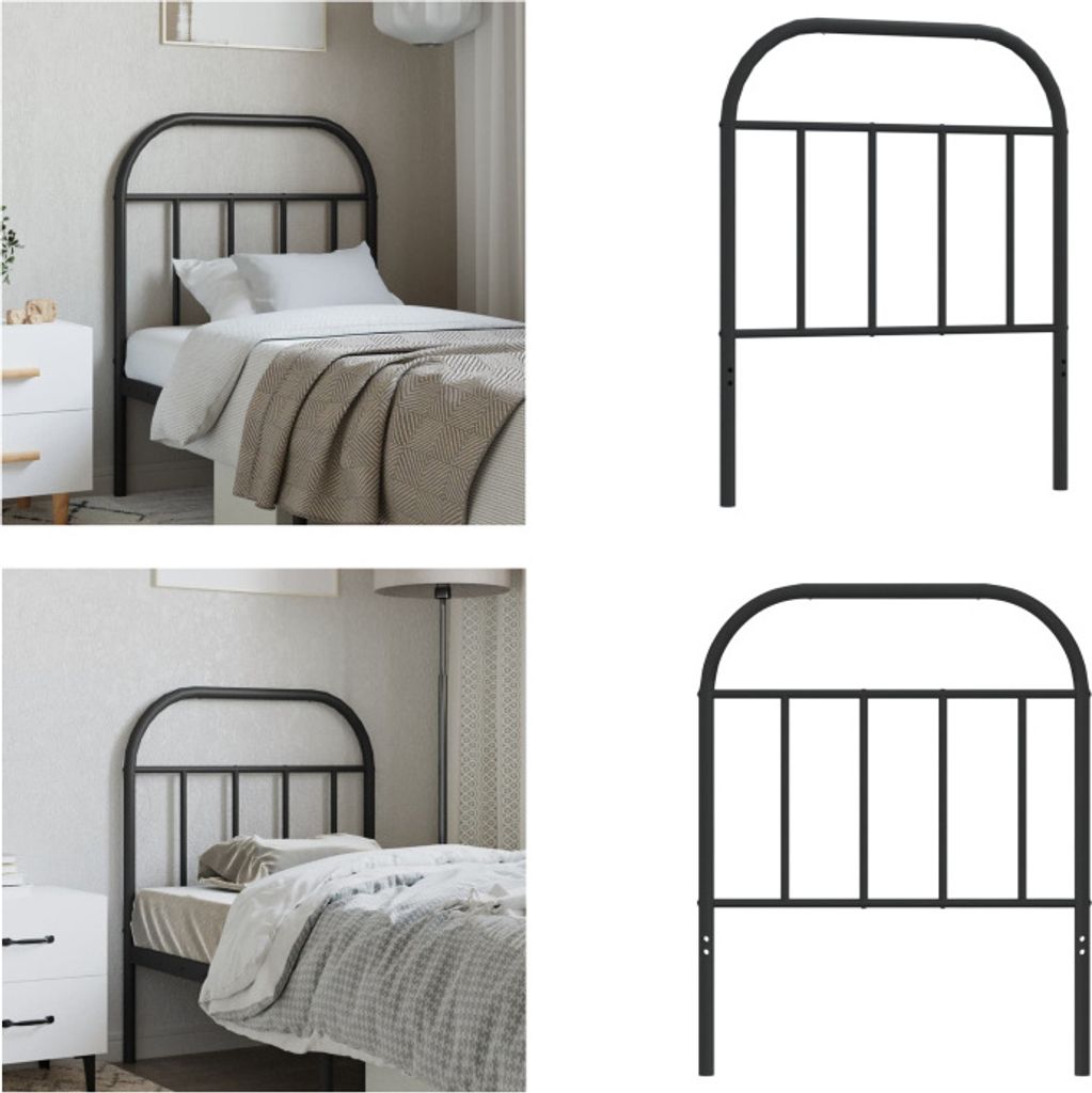 vidaXL Kopfteil Metall Schwarz 75 cm - Kopfteil - Kopfteile - Bettkopfteil - Bettkopfteile